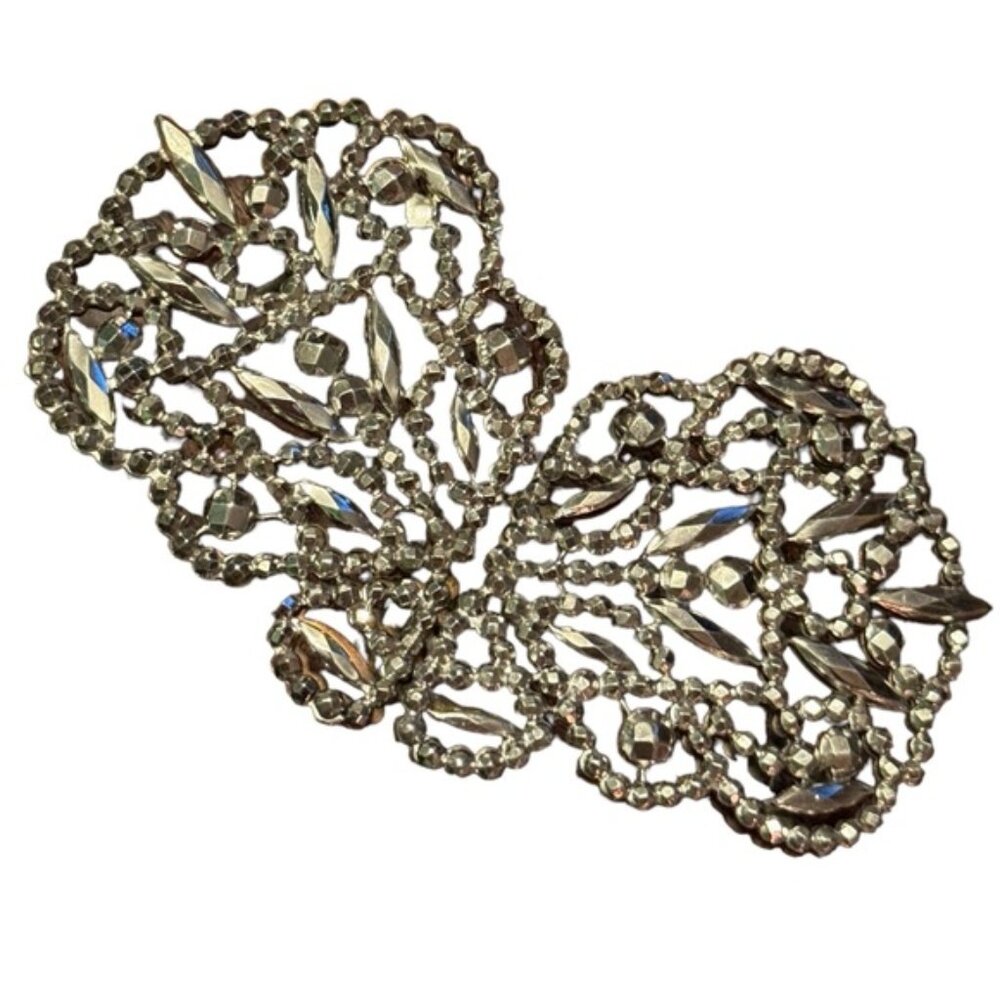 Antique France Victorian ornate Steel Cut 1800s  Haute Couture Belt Buckle set